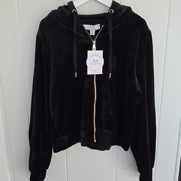 Magaschoni Jackets & Blazers - Magaschoni Black Velvet Women's Hoodie Jacket Size S